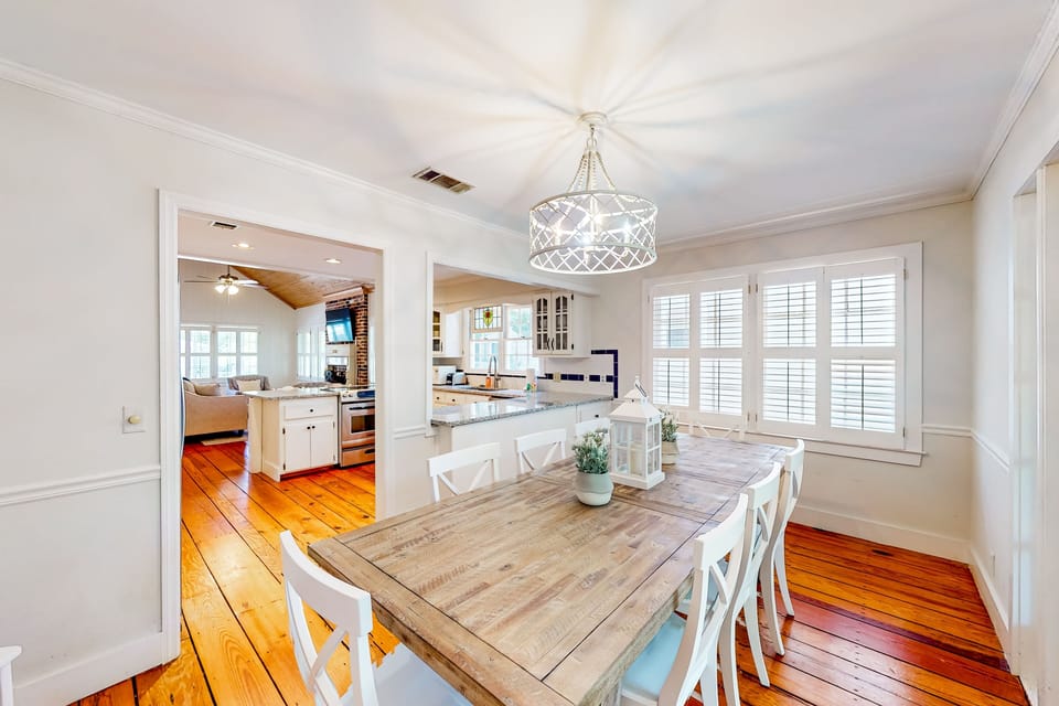 Dining room table attached to kitchen.