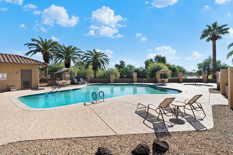 Heated community pool and hot tub, open year round