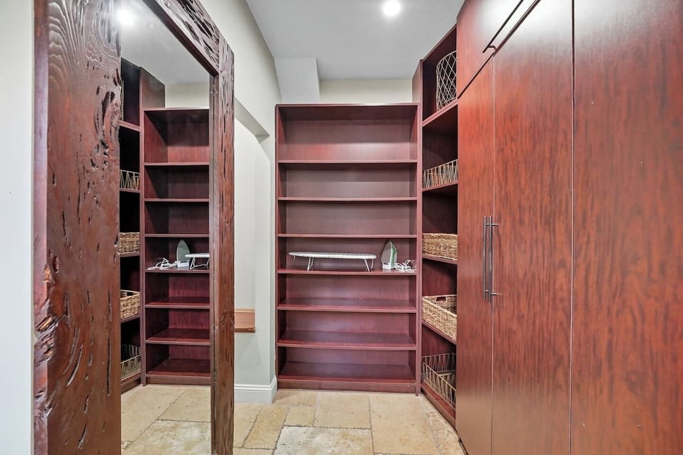 Spacious walk-in closet for easy vacation unpacking