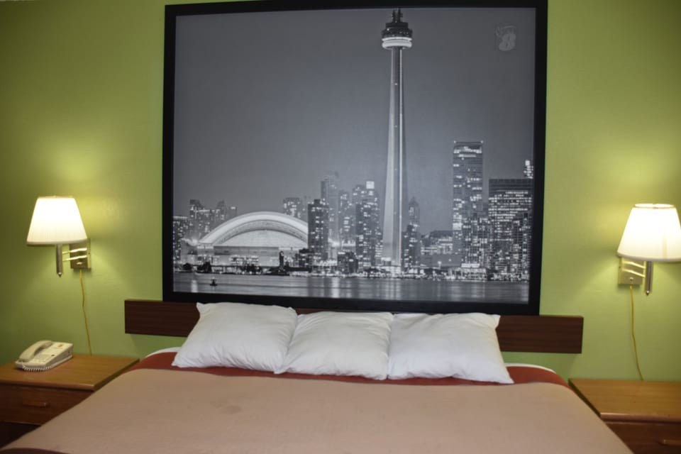 Premium bedding, pillowtop beds, desk, blackout drapes