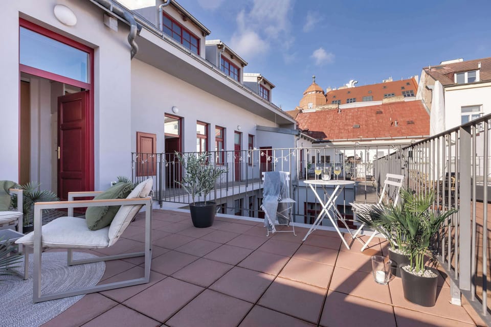 A spacious private terrace is available for your use throughout the stay. The terrace is directly accessible from the apartment and provides a comfortable outdoor space just for you.