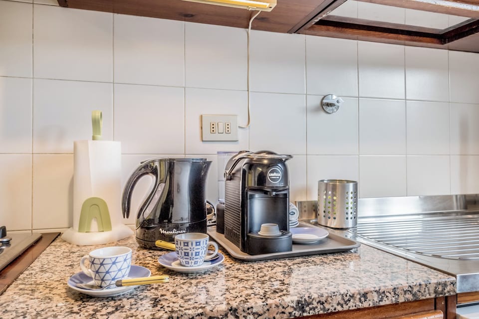 Microwave, espresso maker, electric kettle