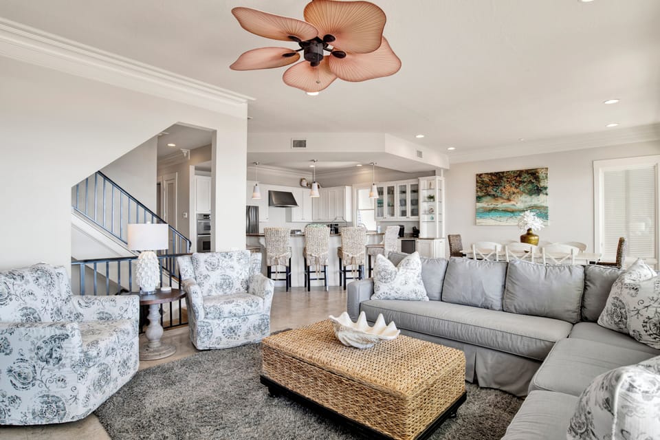 The living room is located on the main level