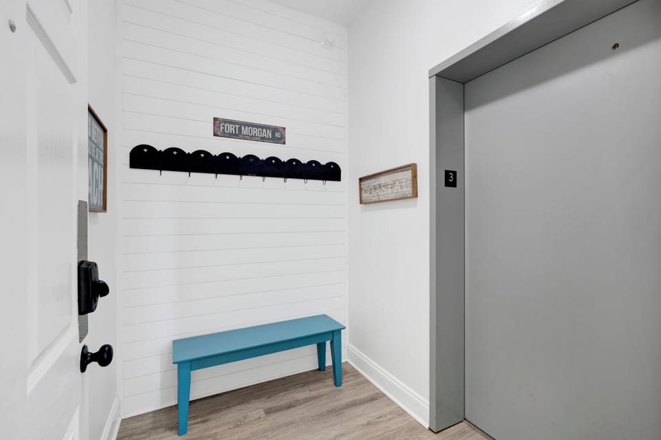 A shared elevator takes you to the main level, with your own private entrance