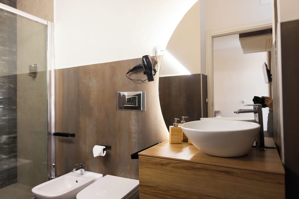 Shower, hair dryer, bathrobes, bidet