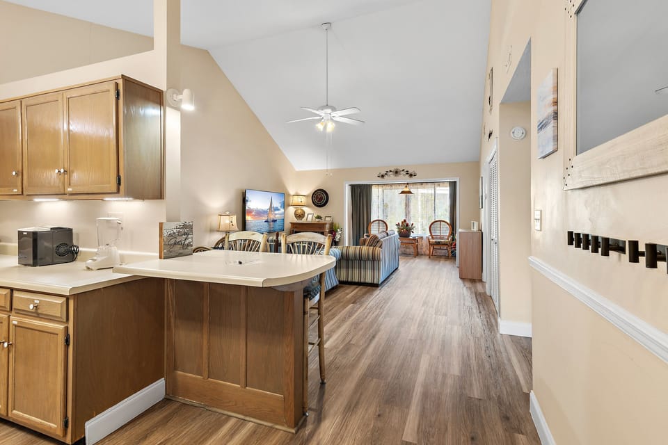 Kitchen, dining and living space