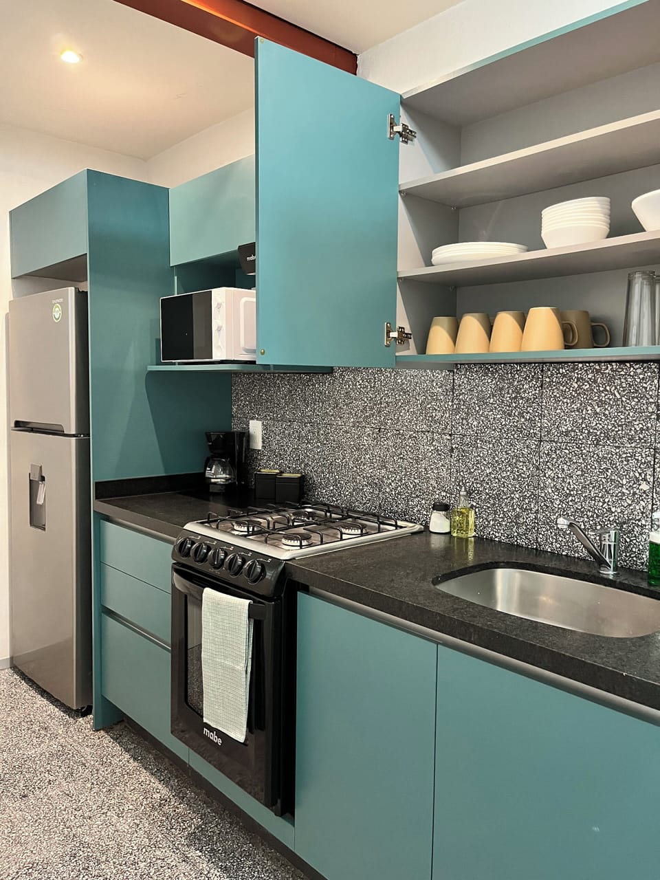 Family Apartment | Private kitchen | Fridge, microwave, oven, coffee/tea maker