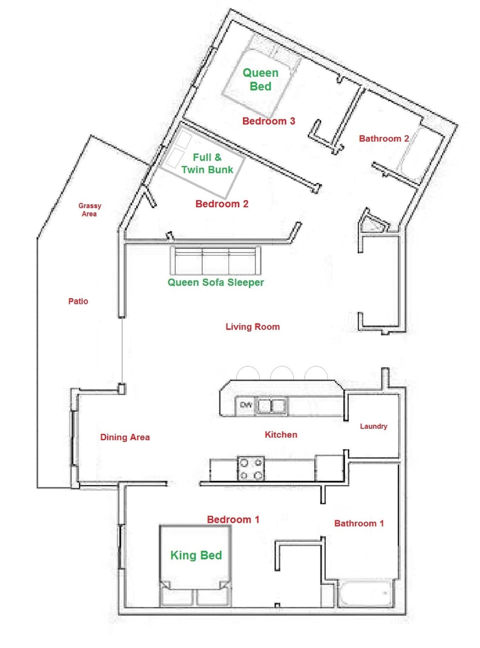 Deluxe Condo, 3 Bedrooms, Pets Allowed | Floor plan