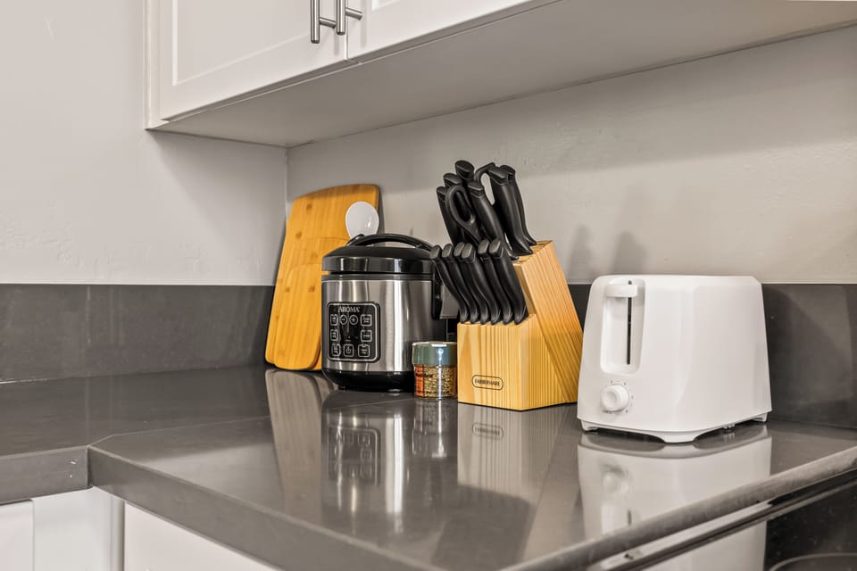 Complete kitchen setup—perfect for cooking during your stay.