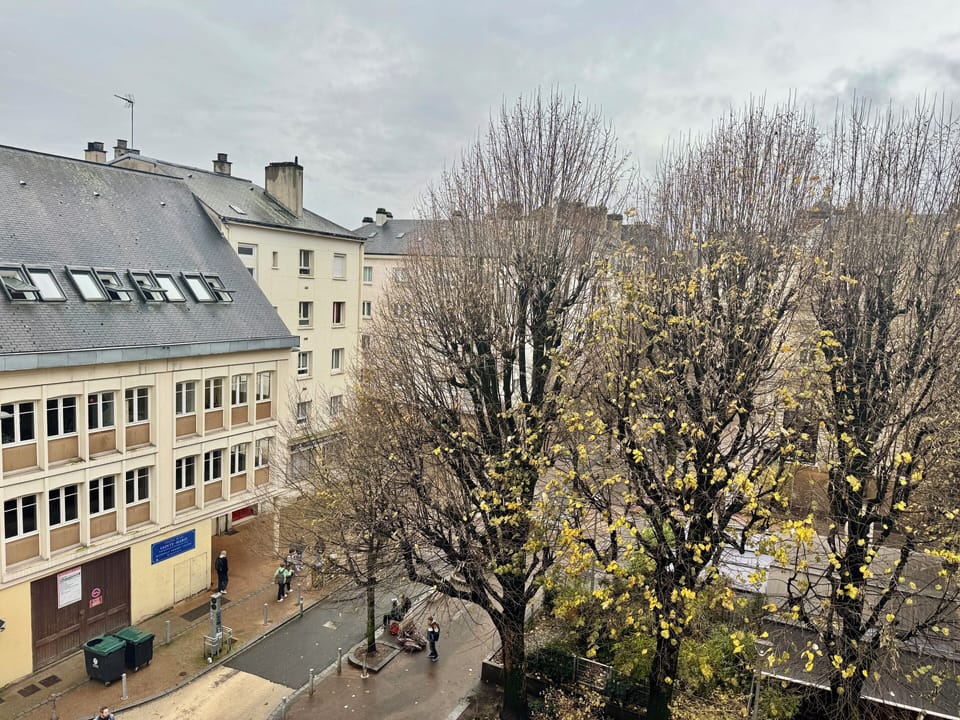 Vue du salon sur la place des Carmes 