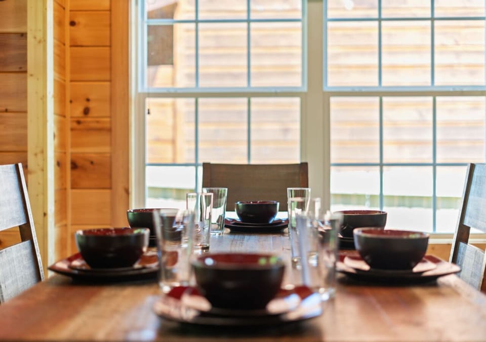 Dining area with a view, perfect for family meals.
