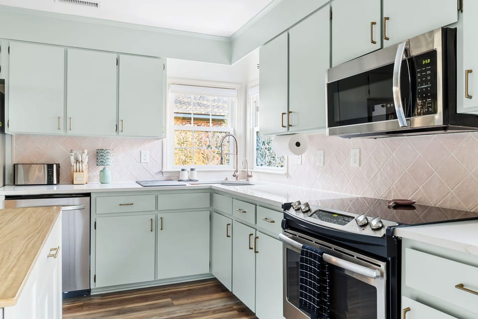 Corner sink with natural light all day!