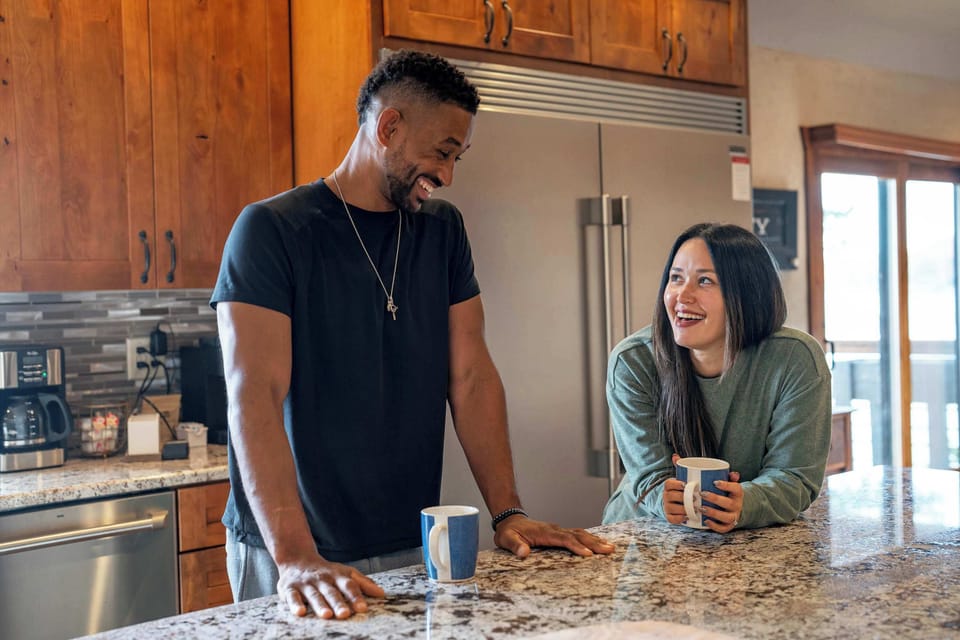 From coffee in the morning to cocktails at night, this space is fully stocked and designed to make cooking and hanging out a total joy.