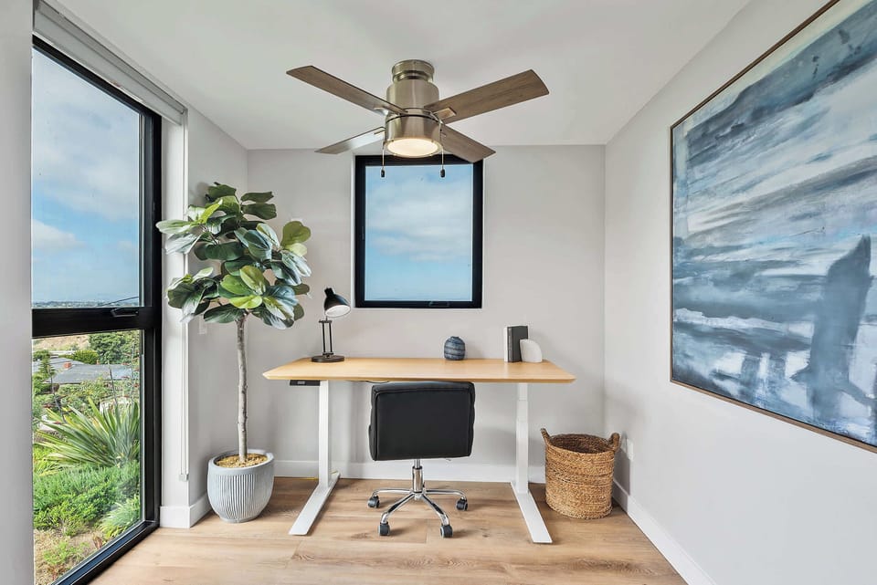Perfect work station! Bright with beautiful views
