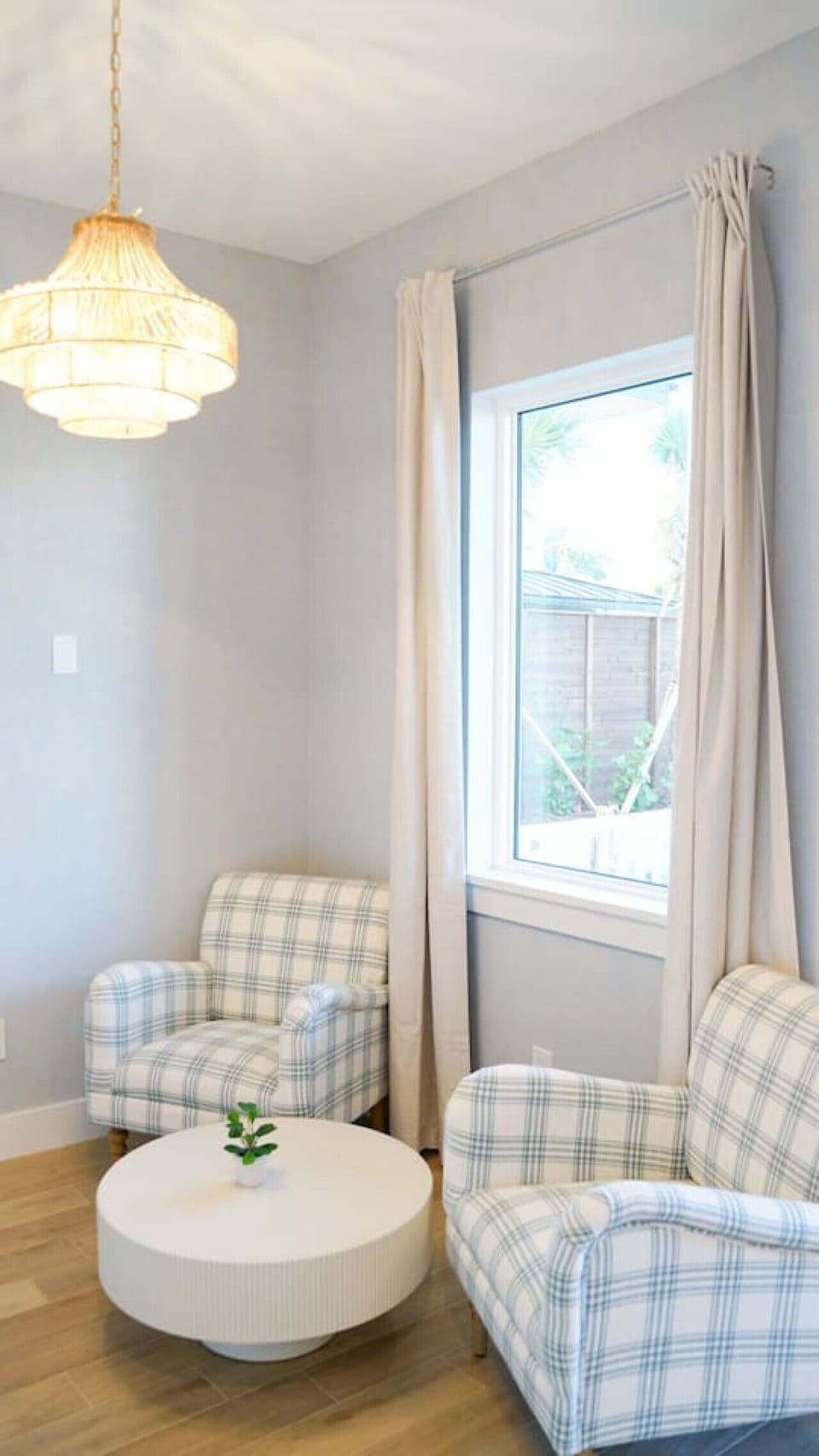 Inviting seating area for two people designed for comfort and relaxation.