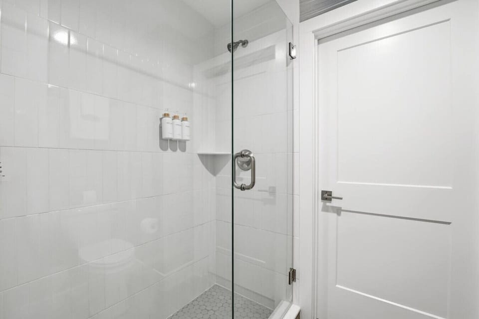 Spacious walk-in shower.