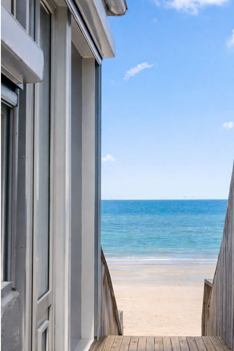 Absolute beachfront! The beach is just a few steps away.