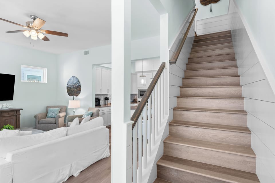 Staircase leading upstairs.