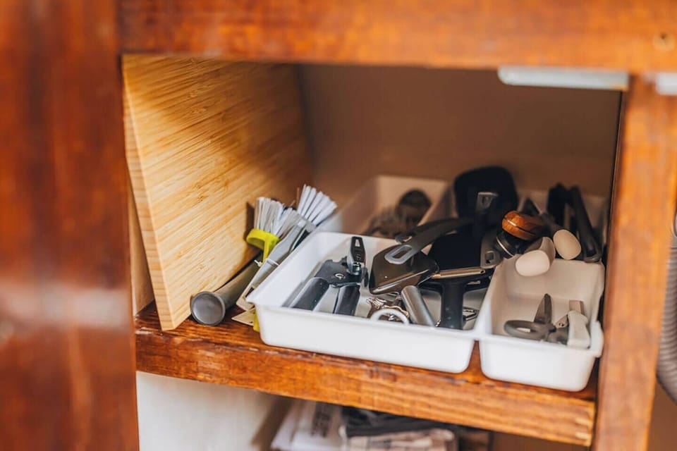 Well stocked kitchen drawer with essentials
