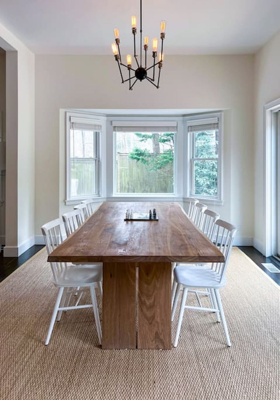 Indoor dining room opens out onto the outdoor dining deck.