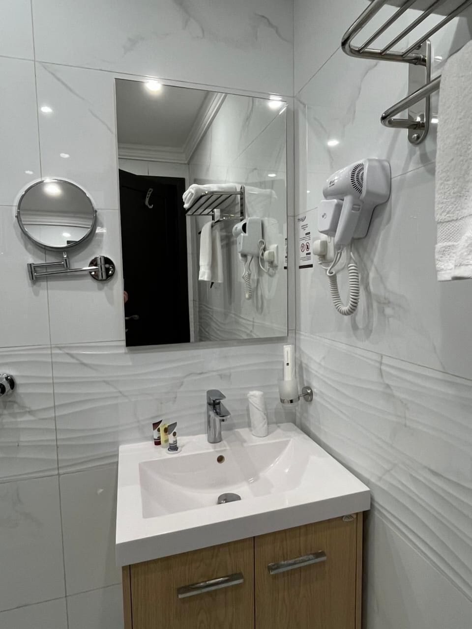 Free toiletries, hair dryer, towels, soap
