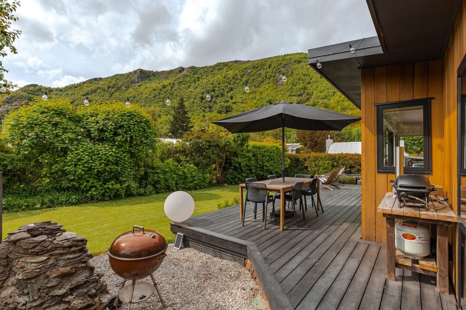 Large sunny deck with gas BBQ