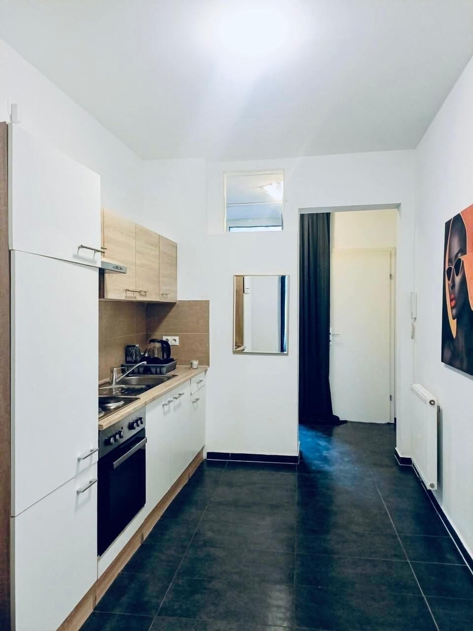 Basic Apartment | Private kitchen | Fridge, oven, stovetop, cookware/dishes/utensils