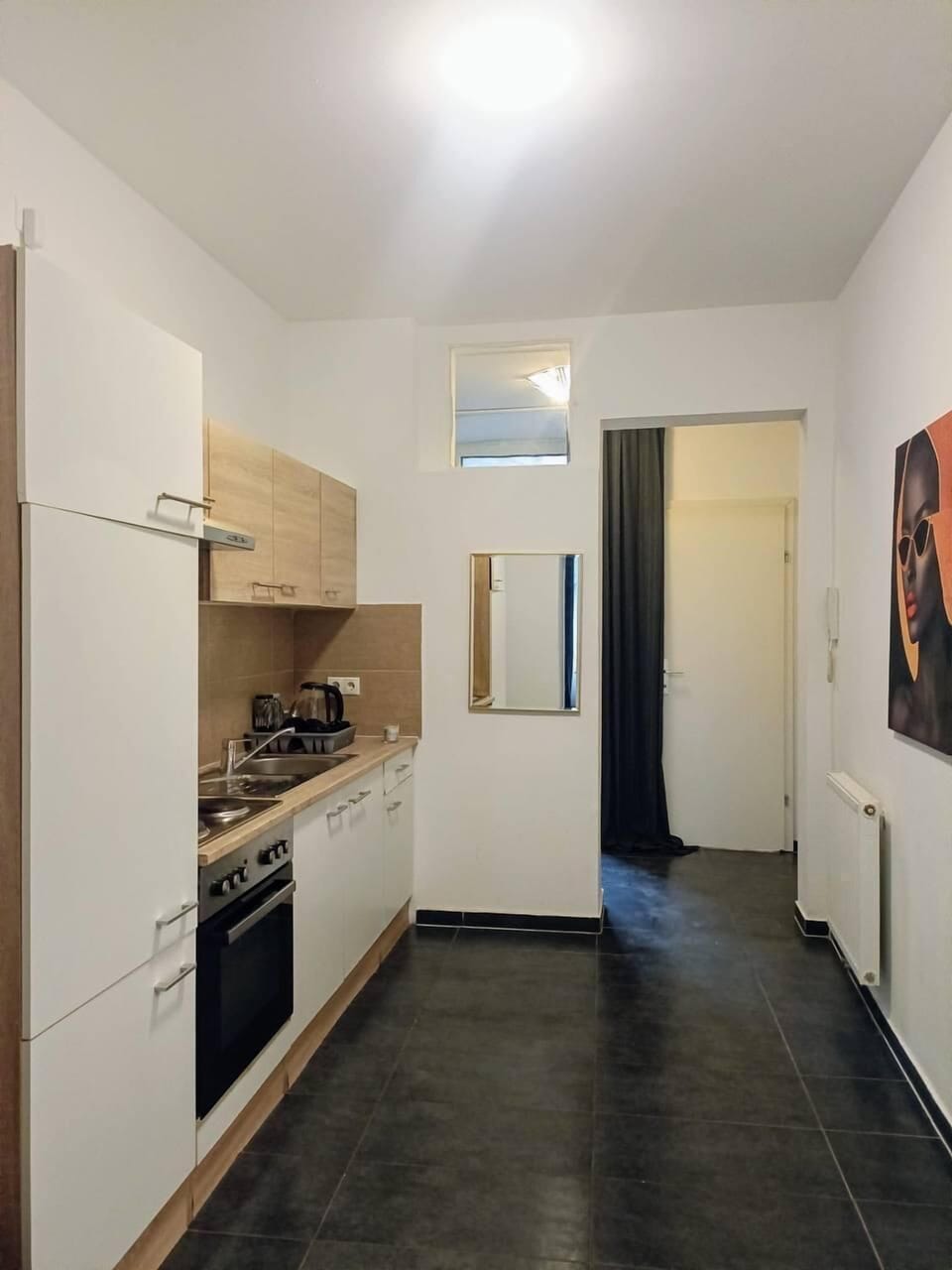 Basic Apartment | Private kitchen | Fridge, oven, stovetop, cookware/dishes/utensils