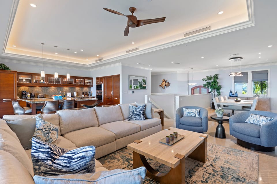A spacious layout combining a comfortable living area and a modern kitchen for easy entertaining