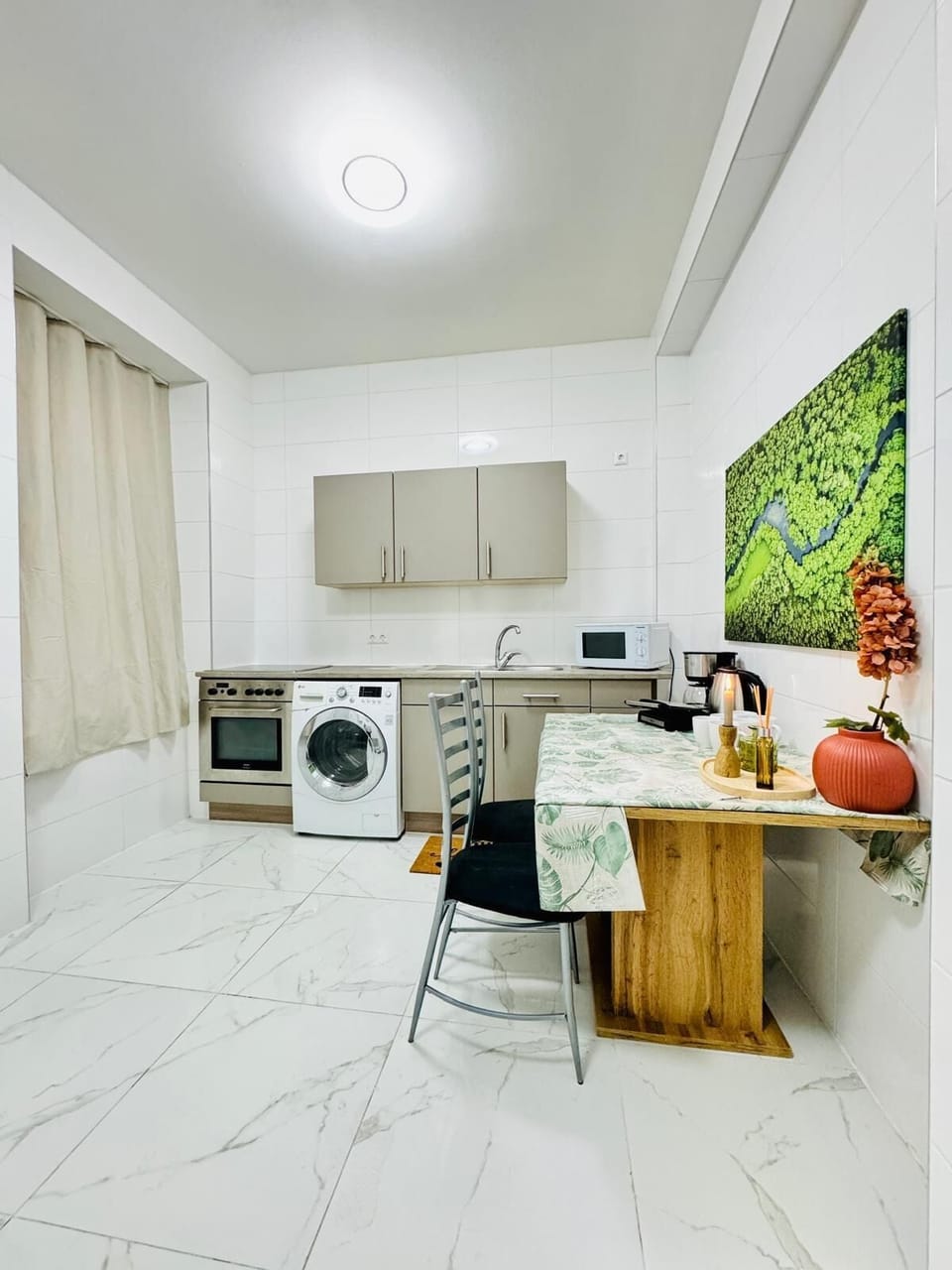 Basic Apartment | Private kitchen | Fridge, microwave, oven, stovetop