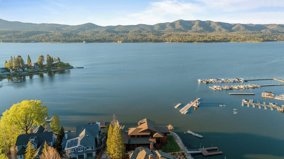 Drone View - Incredible lakefront home with dock, hot tub, and beautiful deck. Incredible lake views
