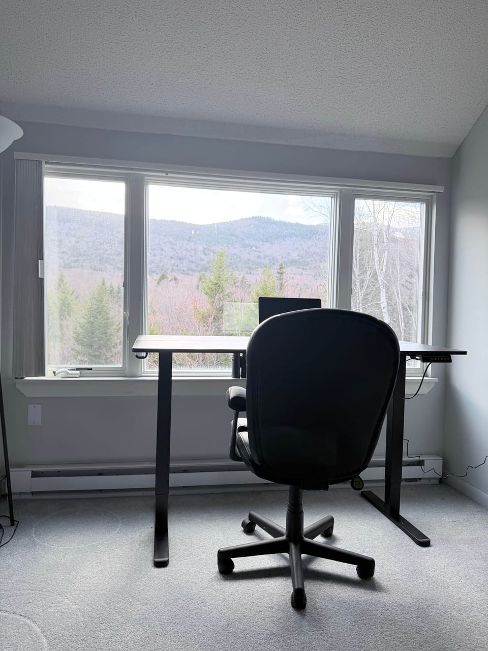 Adjustable standing desk on the 3rd floor with stunning mountain views and great WiFi.