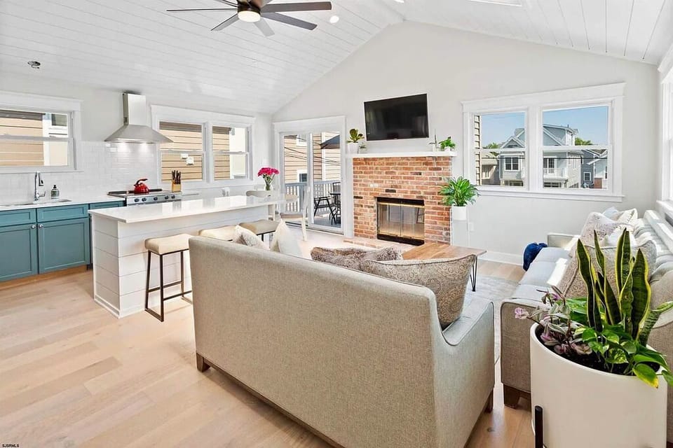 Spacious living room filled with natural light