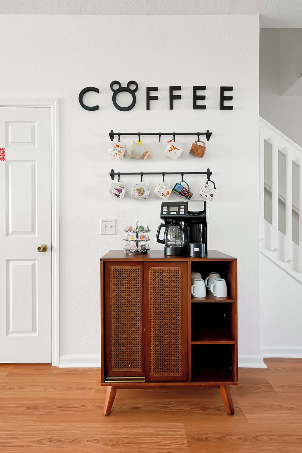 Start your day at this cozy coffee corner- choose a mug, brew a fresh pot, enjoy