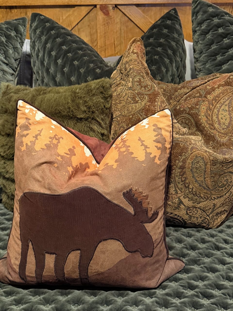 Warm lodge decor with lots of textures throughout!