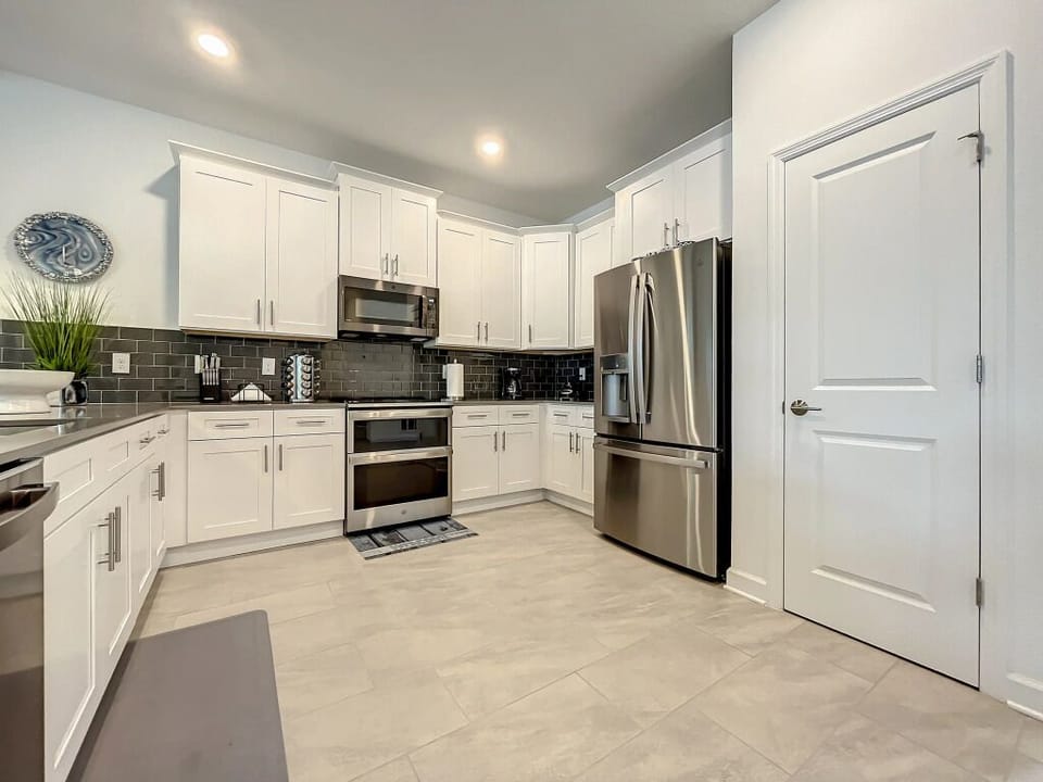 Wide galley modern kitchen with plenty of workspace