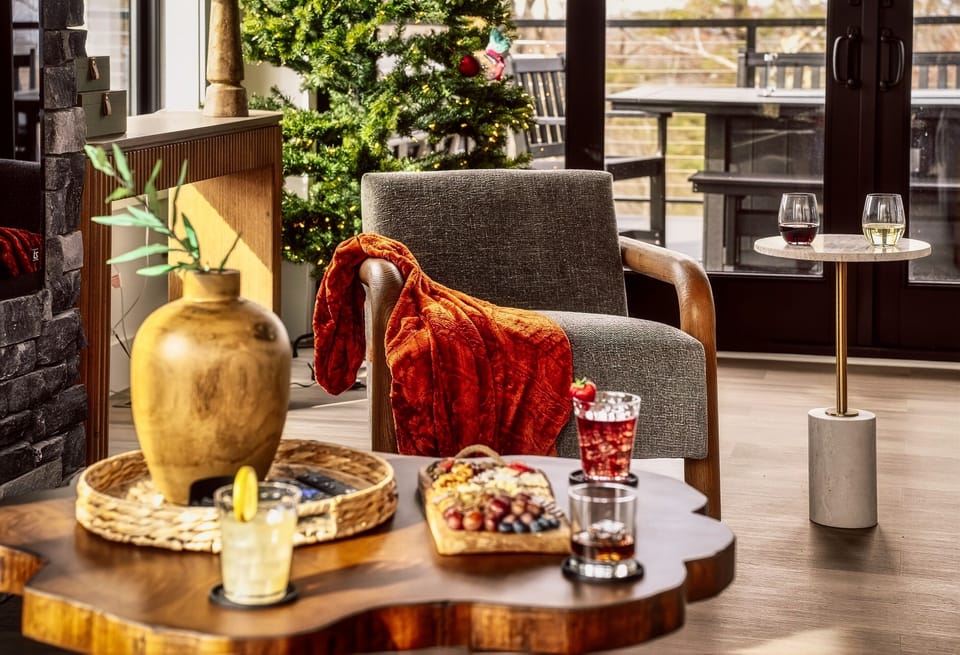 Find your new favorite corner. 🥂 From the rustic live-edge wood finishes to the carefully curated treats waiting for you, every detail of our living space is crafted for your comfort and relaxation.