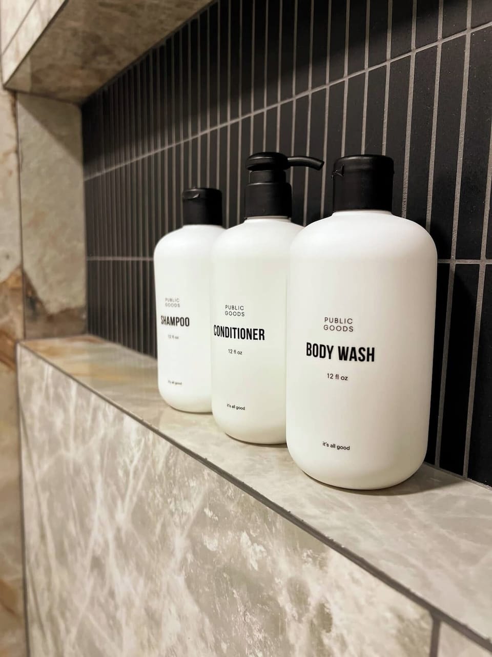 Provided shower and bath essentials