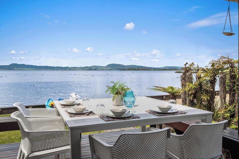 Lunch out on the deck while enjoying the stunning lake views.