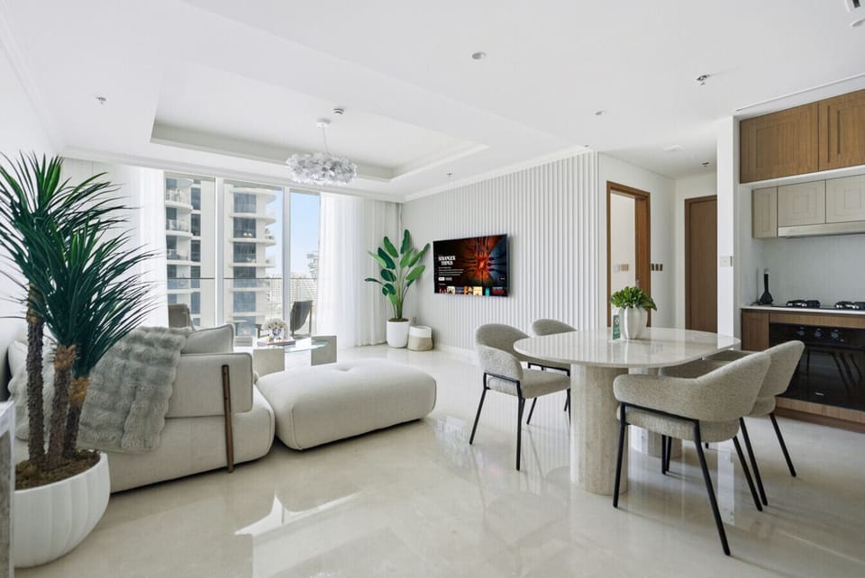 Stylish open living space, perfect for relaxing after a day out with the perfect view