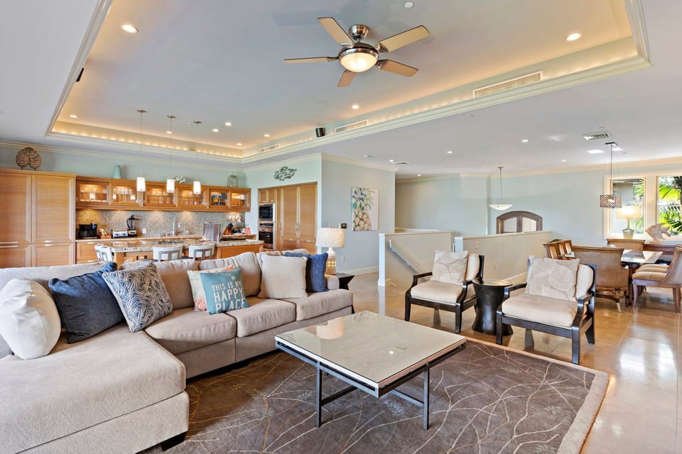 A spacious layout combining a comfortable living area and a modern kitchen for easy entertaining
