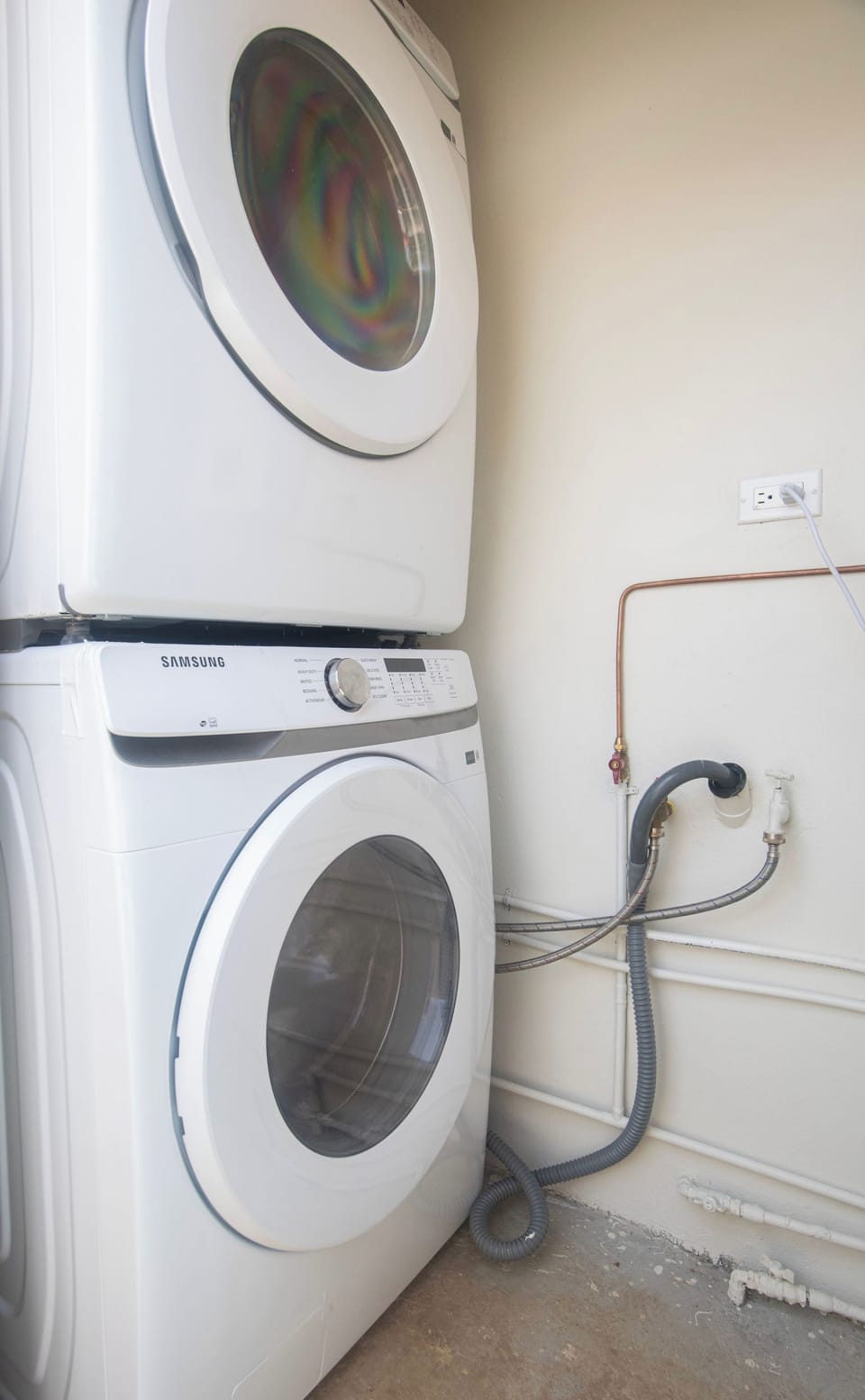 Your private washer and dryer are located outside