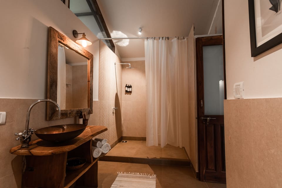 Shower, free toiletries, hair dryer, slippers
