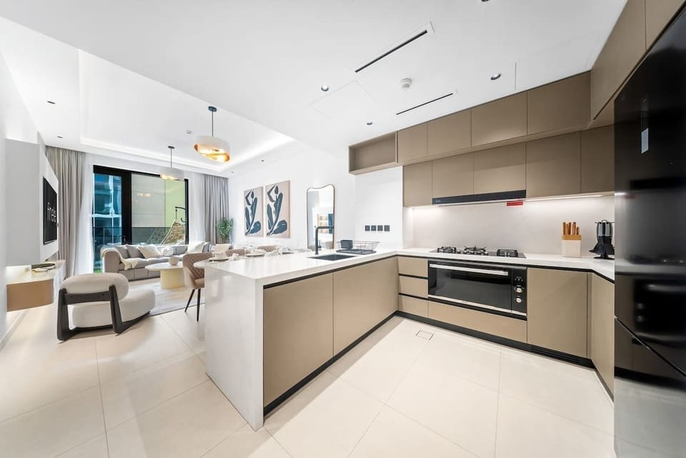 Modern open-plan kitchen with all the essentials for cooking