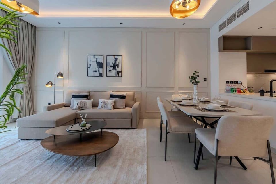 Open-plan dining space adjacent to the living area