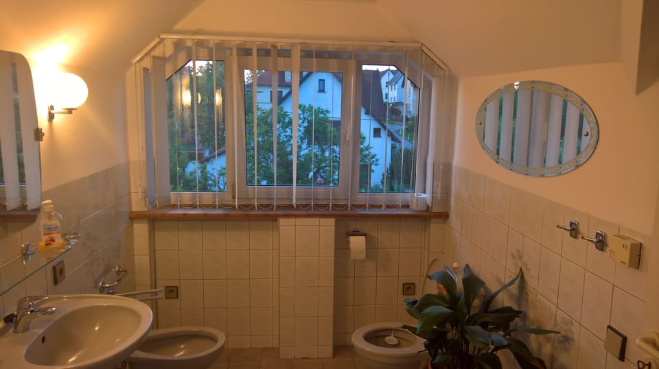 Suite (Junior) | Bathroom | Shower, hair dryer, bidet, towels