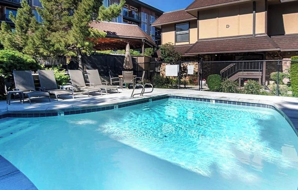Heated play pool with outdoor furniture and sauna. Just steps from the front door. The pool will be open by May 8th through September.The sauna is open year round. 

Pool hours are 9AM - 10PM.