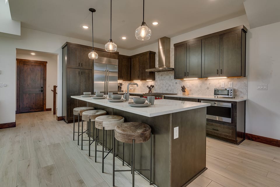 Kitchen area with stainless steel appliances