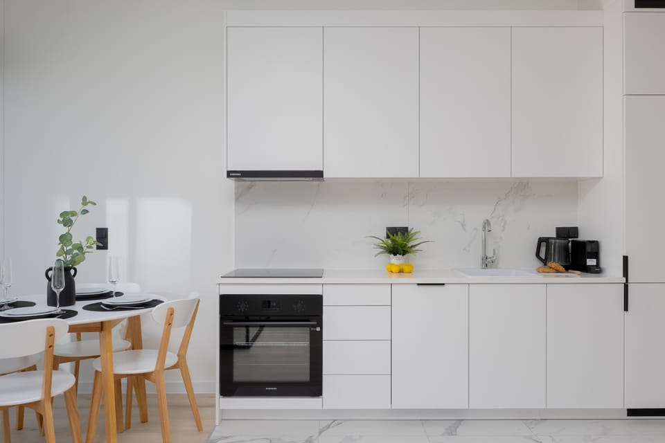 The kitchenette's practical layout maximizes space and functionality.