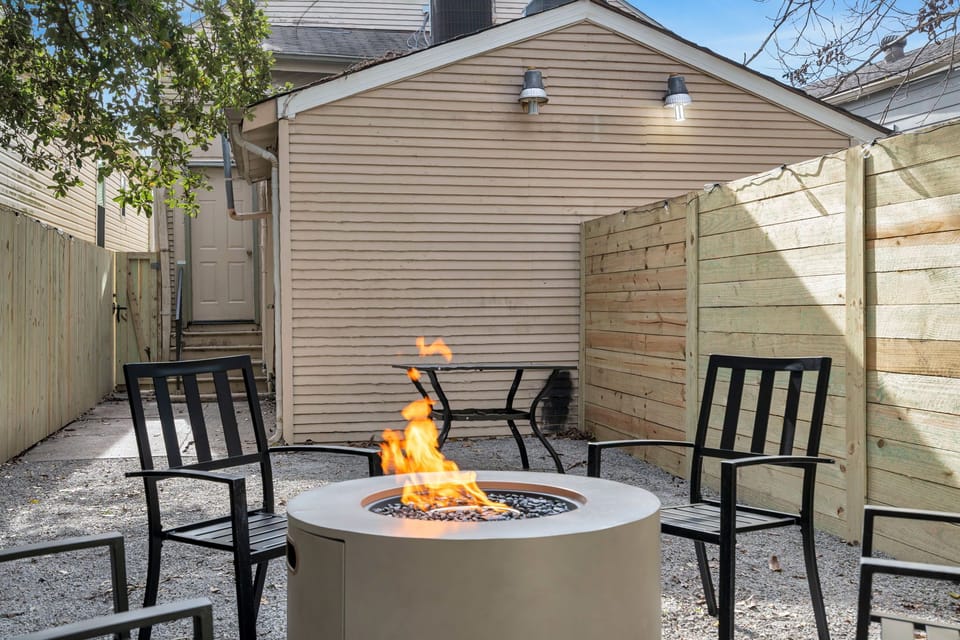 Gather around the firepit for laid-back evenings under the open sky.

